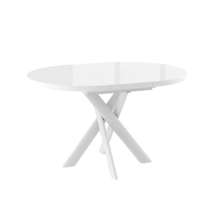 Стол RONALDO-100, круглый раздвижной со стеклом 100(135), БЕЛЫЙ ОПТИВАЙТ/БЕЛЫЙ RONALDO-100